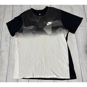 Nike Zinc Print Tee Shirt Men XL Athletic Cut Black Colorblock Short Sleeve